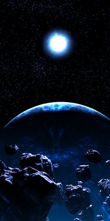 anime original 3d asteroid black blue cgi planet space stars ODEwODcw